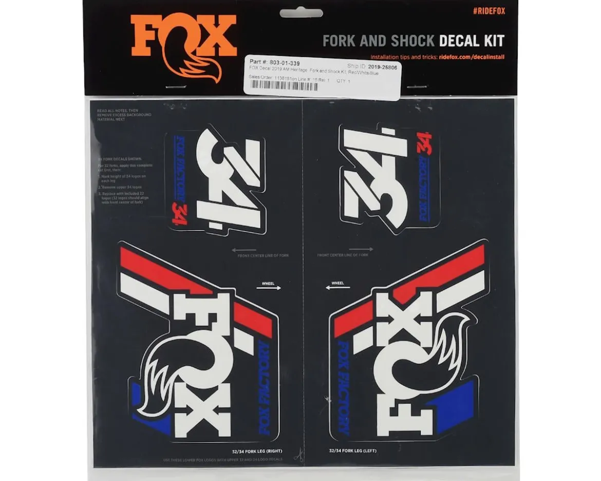 Fox Suspension Heritage Decal Kit for Forks & Shocks (Red/White/Blue) (All Models Except Step Casts)