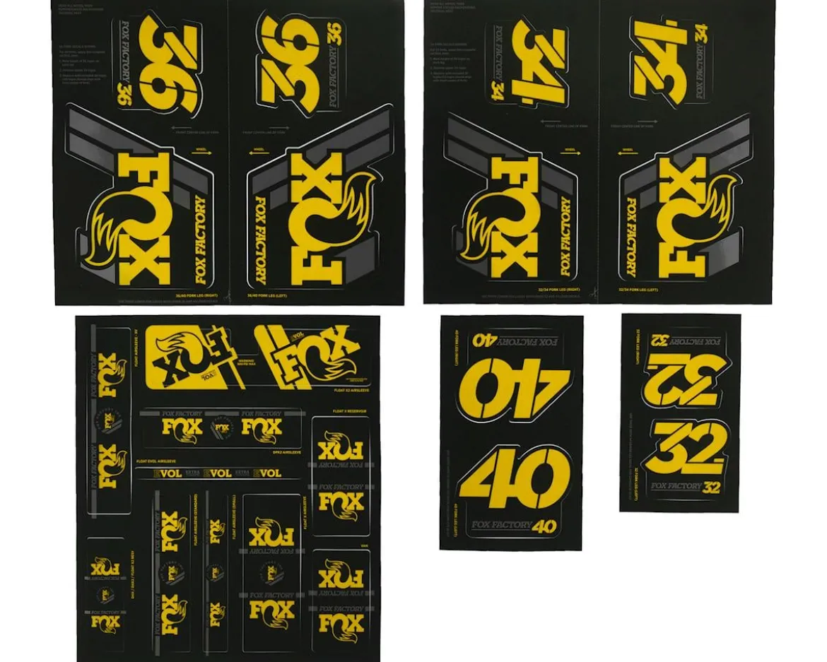 Fox Suspension Heritage Decal Kit for Forks & Shocks (Yellow) (All Models Except Step Casts)