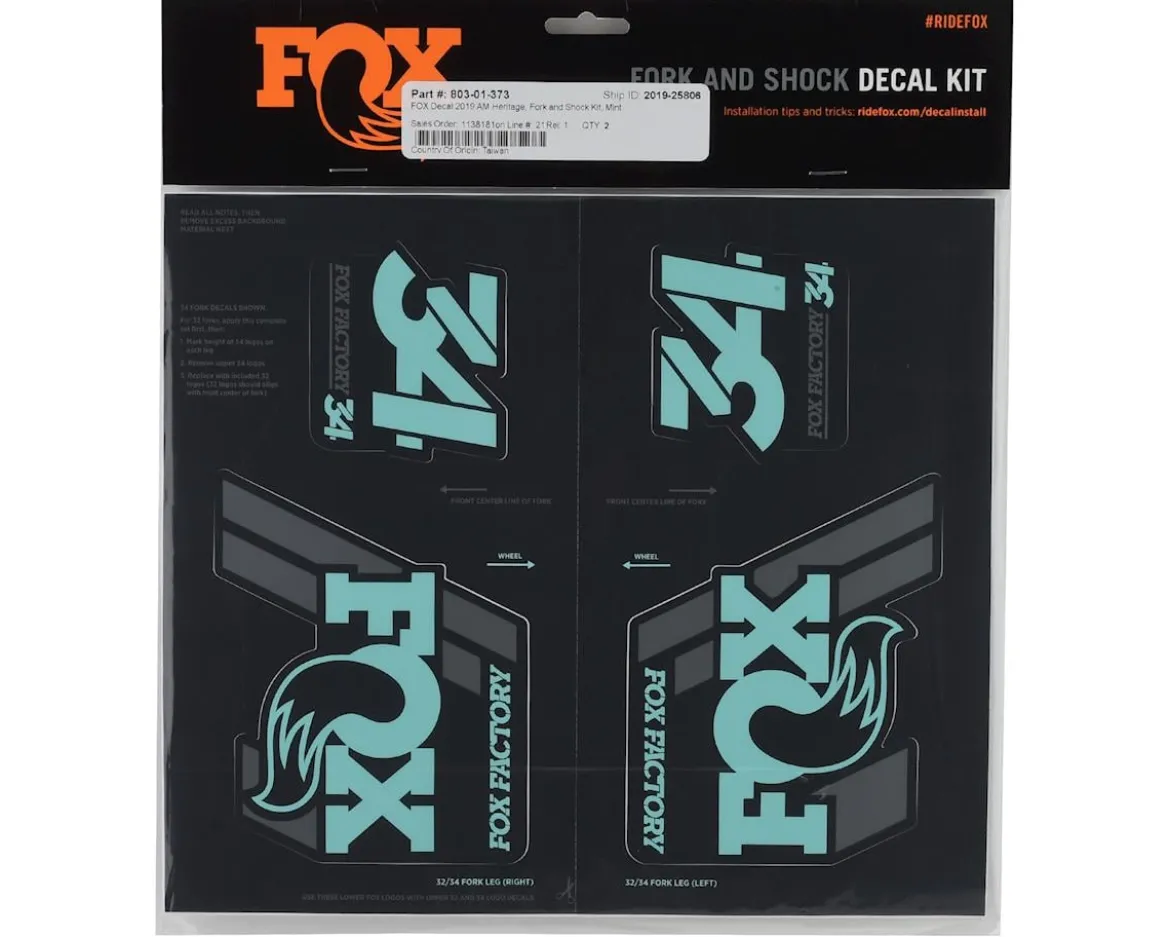 Fox Suspension Heritage Decal Kit for Forks & Shocks (Mint) (All Models Except Step Casts)
