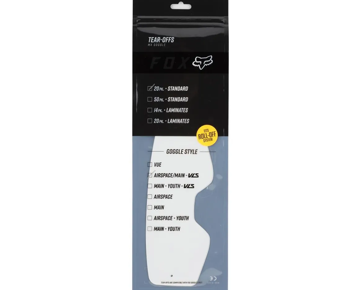 Fox Racing AirSpace/Main Standard Roll Off Tear Off (Clear) (20 Pack)