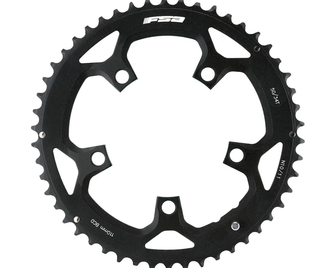 Full Speed Ahead Pro Road Chainrings (Black/Silver) (2 x 10/11 Speed) (Outer) (110mm BCD) (50T)