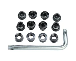 Full Speed Ahead Torx T-30 Alloy Road Triple Chainring Nut/Bolt Set w/ Tool (Black)