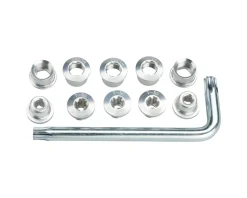 Full Speed Ahead Torx T-30 Alloy Double Chainring Nut/Bolt Set w/ Tool (Silver)