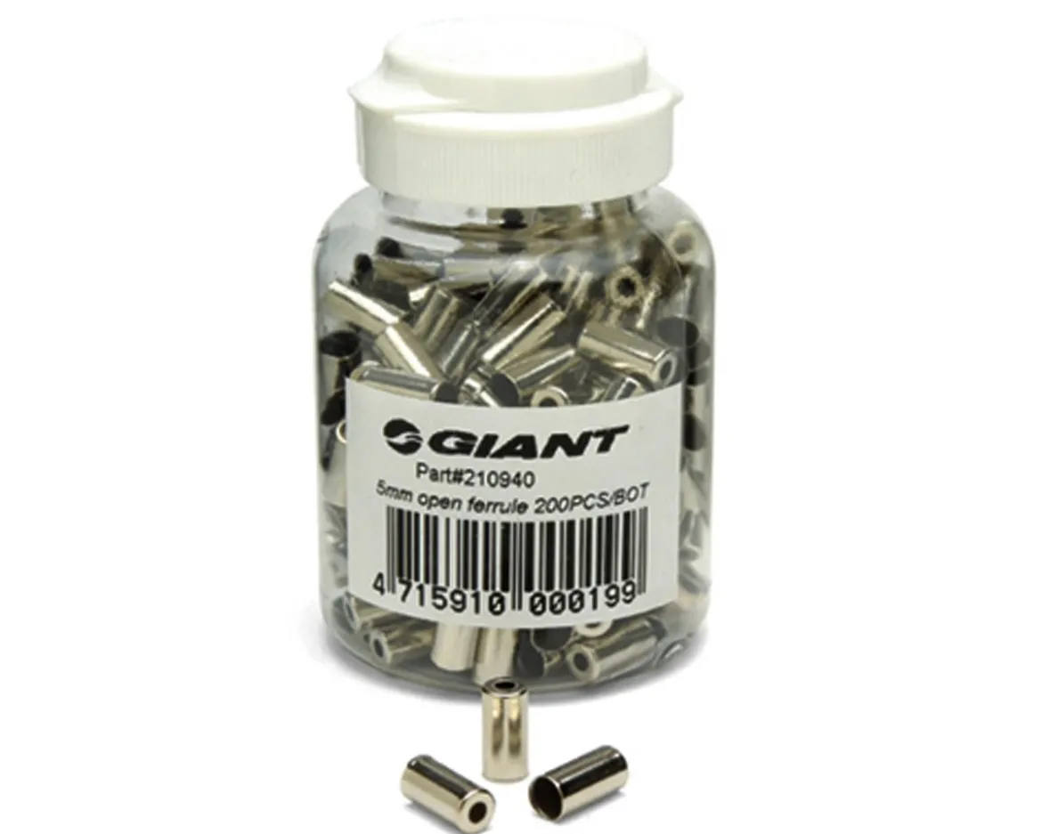 Giant 5mm Brass Brake Housing Ferrules (Silver) (200)