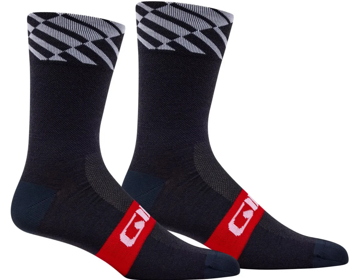 Giro Seasonal Merino Wool Socks (Red/White/Charcoal) (S)