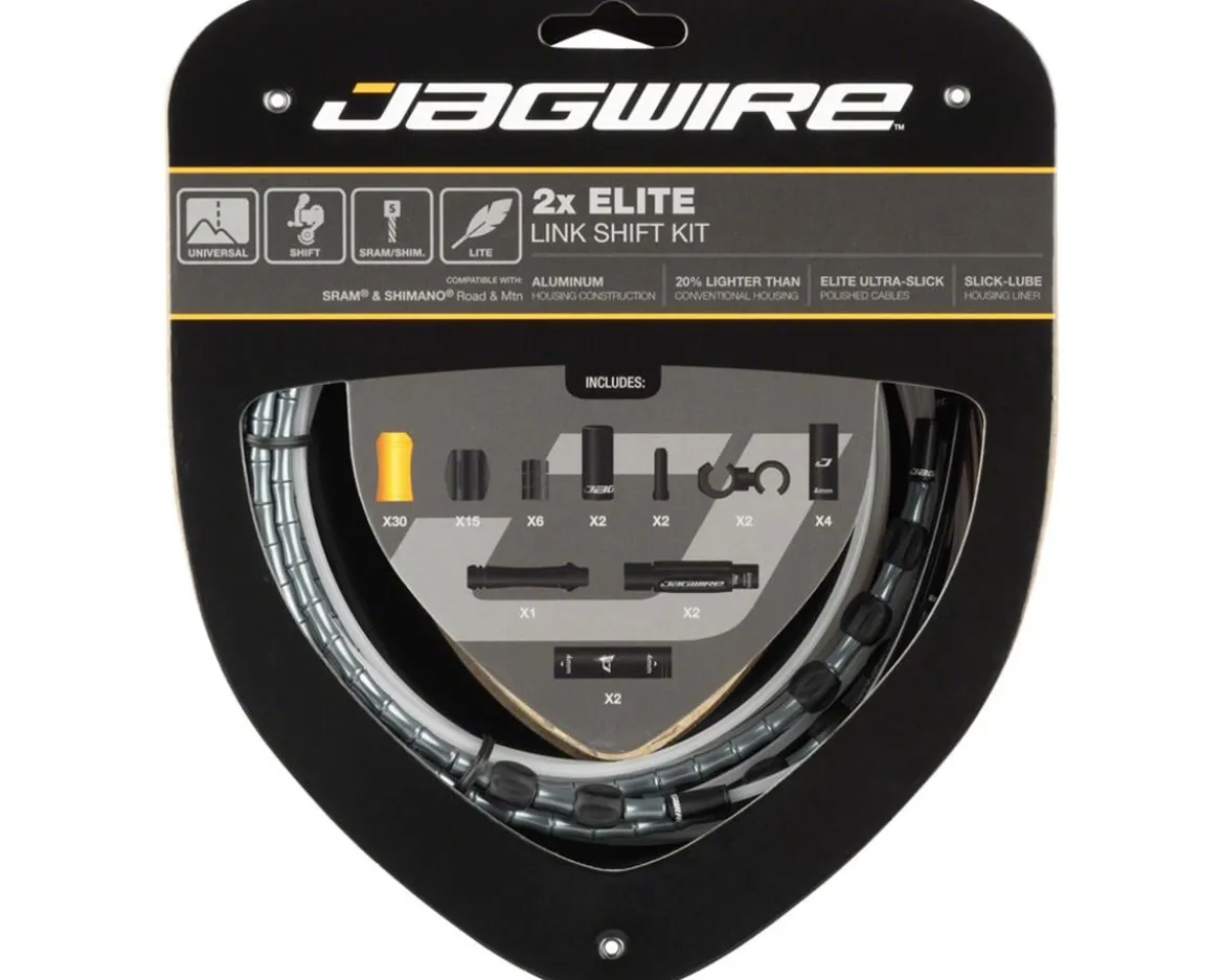 Jagwire 2x Elite Link Shift Cable Kit (Grey) (For SRAM/Shimano) (w/Polished Ultra-Slick Cables)