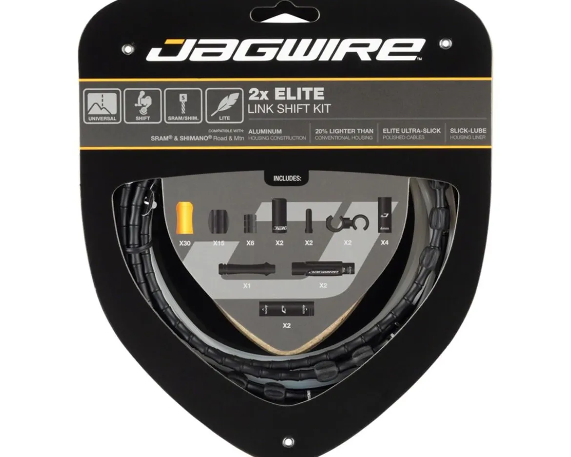 Jagwire 2x Elite Link Shift Cable Kit (Black) (For SRAM/Shimano) (w/Polished Ultra-Slick Cables)