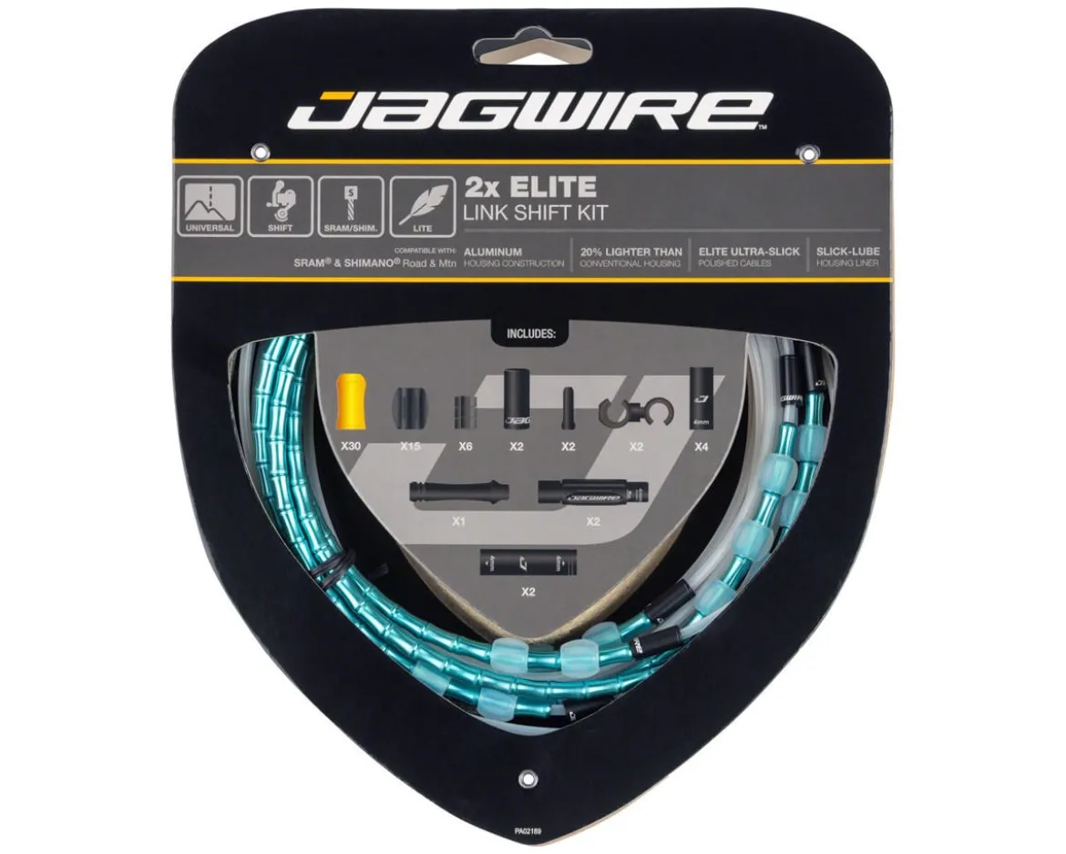 Jagwire 2x Elite Link Shift Cable Kit (Celeste) (For SRAM/Shimano) (w/Polished Ultra-Slick Cables)