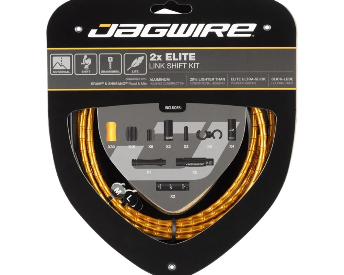 Jagwire 2x Elite Link Shift Cable Kit (Gold) (For SRAM/Shimano) (w/Polished Ultra-Slick Cables)