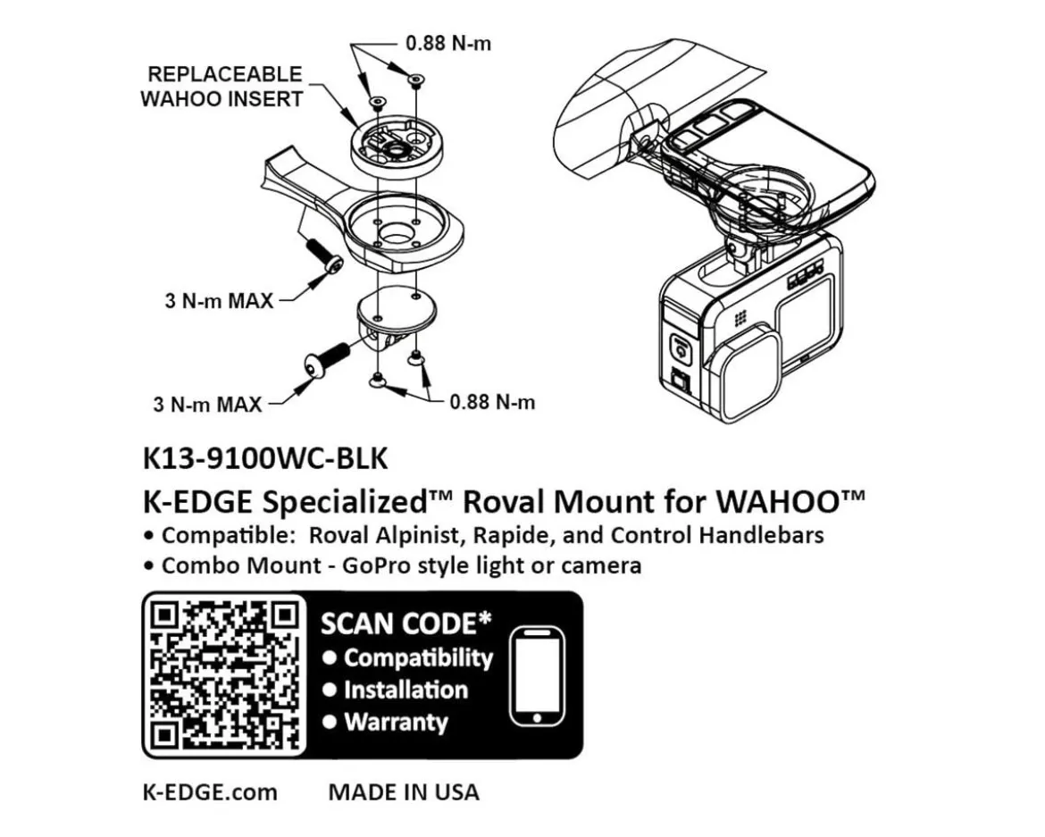 K-Edge Computer Combo Mount (Black) (Specialized Roval) (Wahoo Insert)