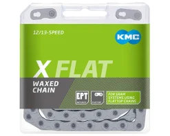 KMC X-Flat EPT Waxed Chain (Silver) (12/13-Speed) (126 Links) (Compatible w/SRAM T-Type & AXS Systems)