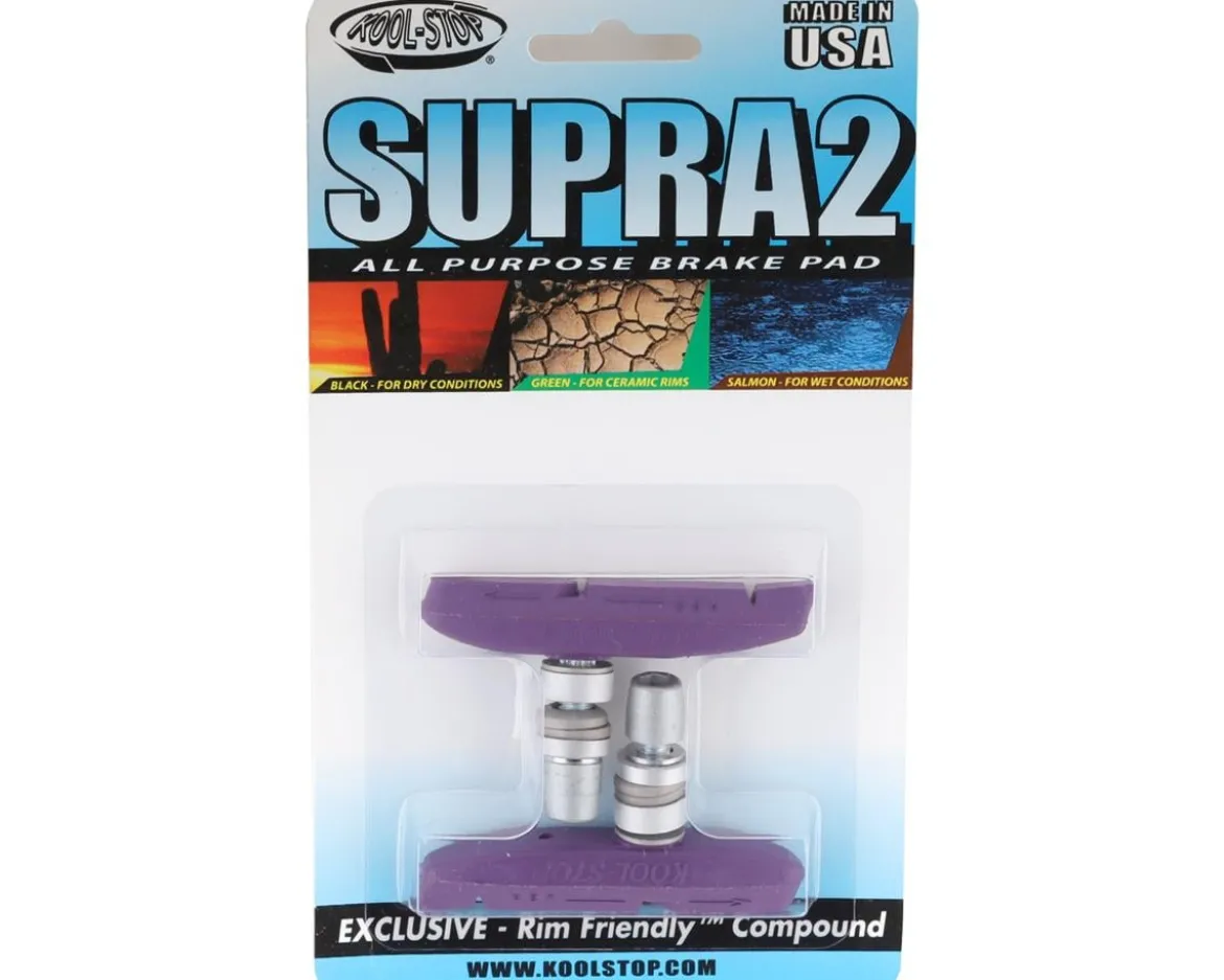Kool Stop Supra 2 Brake Pads (Purple) (1 Pair) (All-Weather Compound) (Threaded)