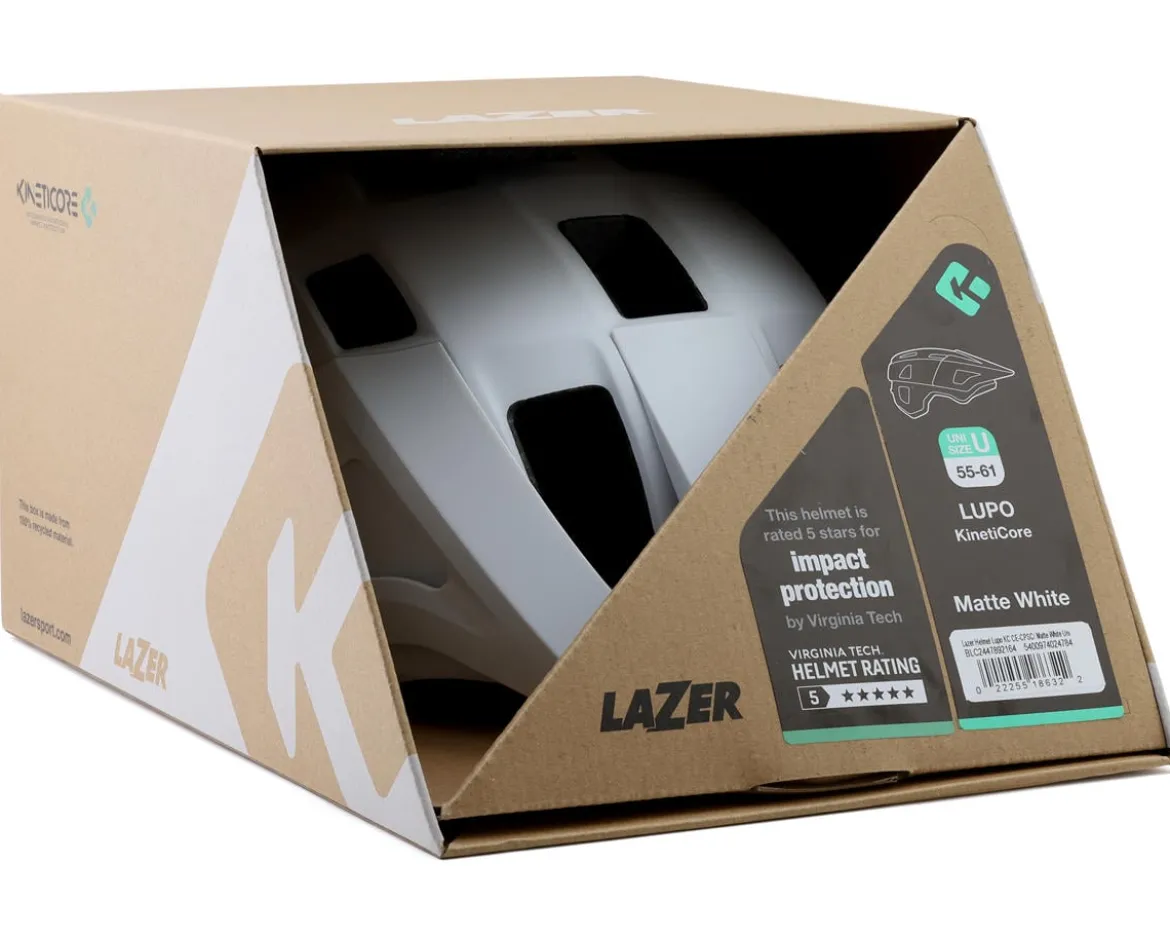 Lazer Lupo KinetiCore Mountain Helmet (Matte White) (Universal Adult)