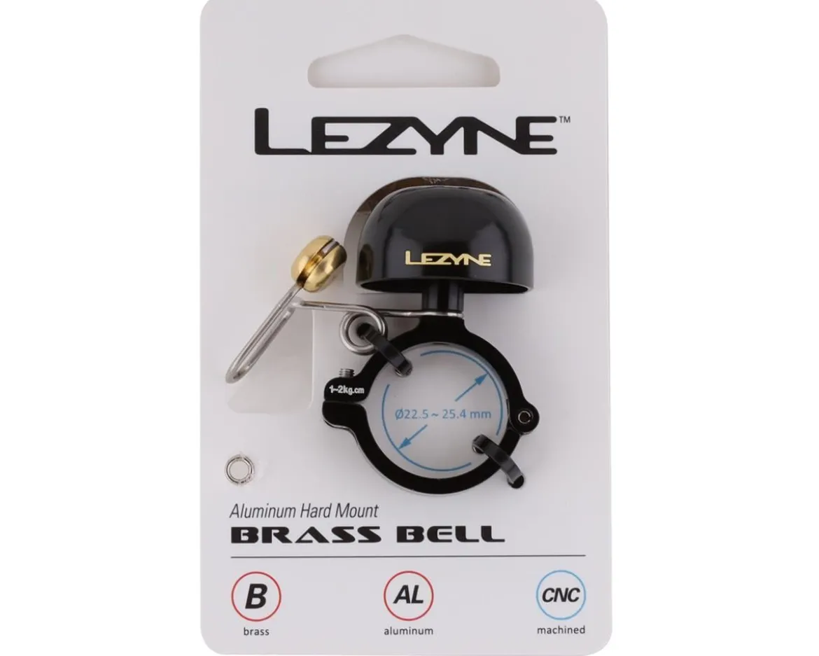 Lezyne Classic Brass Bell (Black/Black) (Aluminum Hard Mount) (Fits 22.2 - 25.4mm Handlebars)