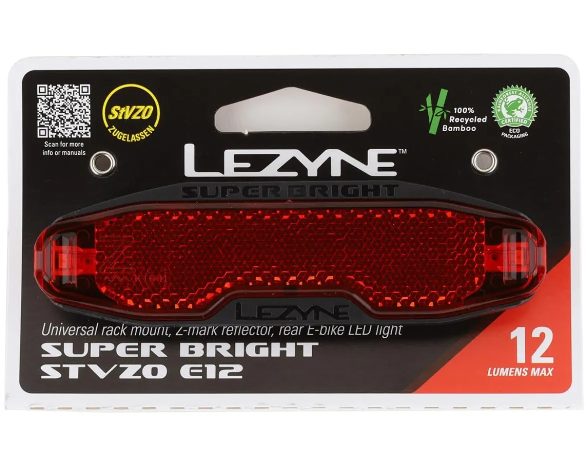Lezyne E-Bike Super Bright STVZO E12 Tail Light (Black) (12 Lumens)