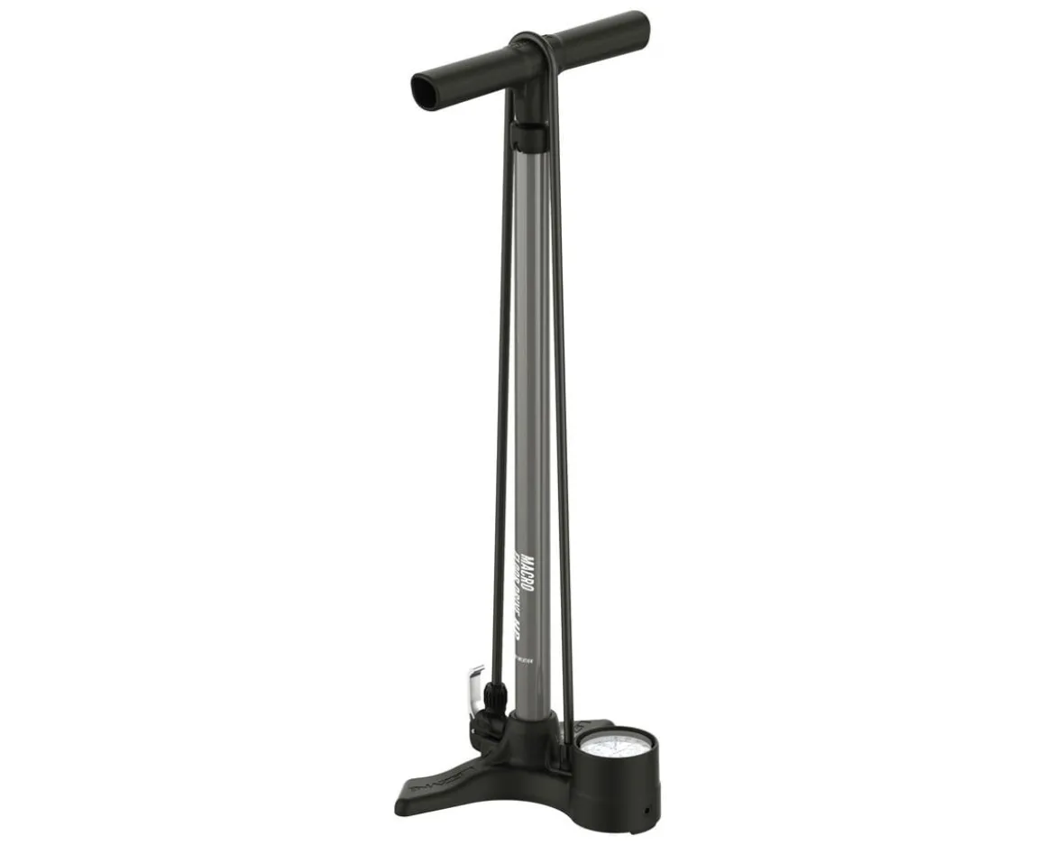 Lezyne Macro HP Floor Drive Floor Pump (Flat Grey) (Dual Valve Pump Head) (Presta/Schrader Valve Compatible)