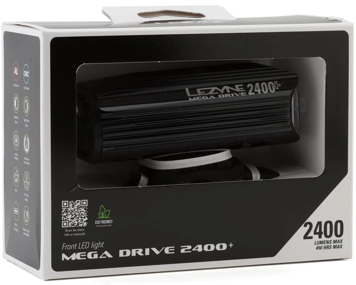 Lezyne Mega Drive 2400+ Front Headlight (Black) (2400 Lumens)