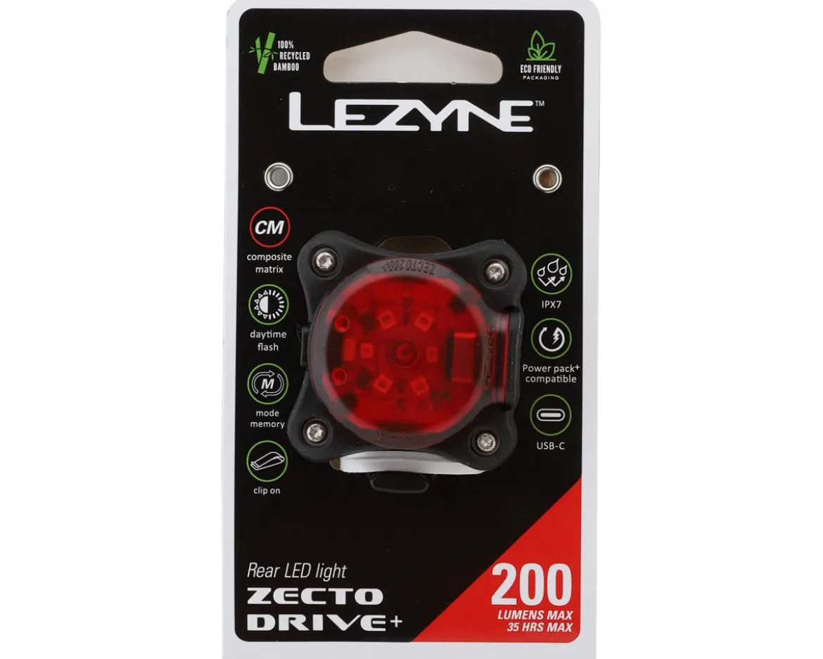 Lezyne Zecto Drive 200+ Tail Light (Black) (200 Lumens)