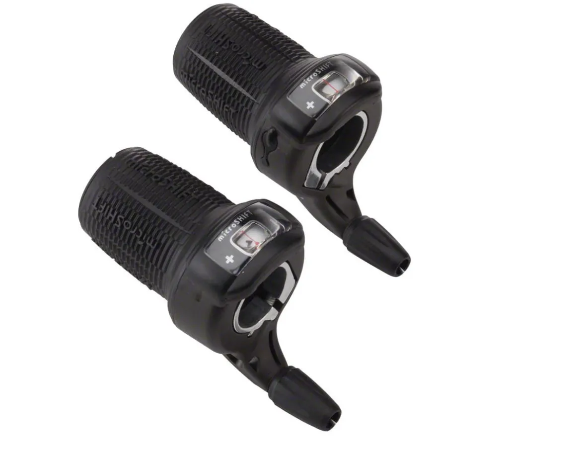 Microshift DS85 Twist Shifters (Black) (Pair) (2/3 x 8 Speed) (Shimano Compatible)