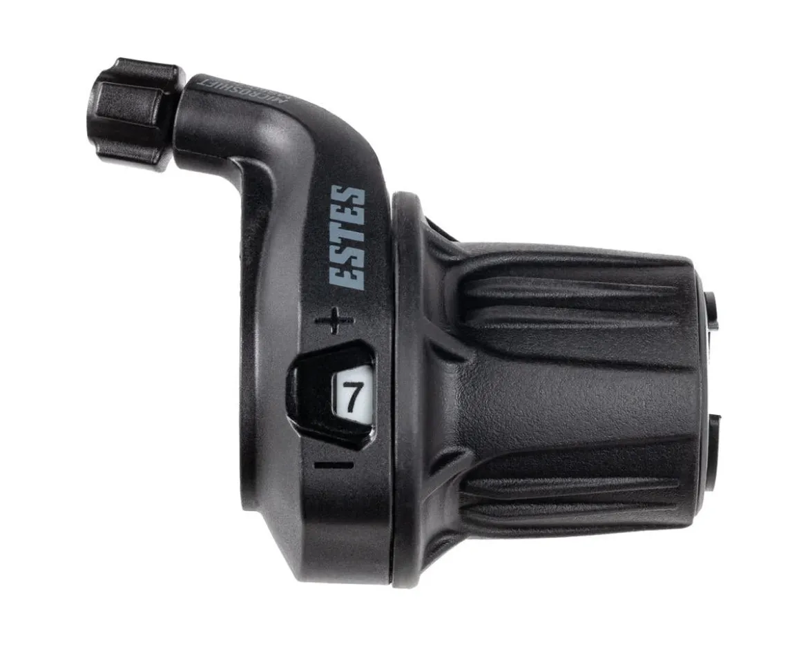 Microshift Estes Light Action Twist Shifter (Black) (w/ Optical Gear Indicator) (Right) (7 Speed) (For 1x)