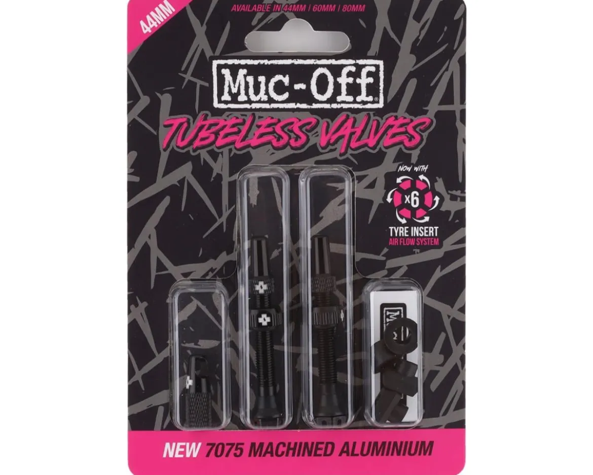 Muc-Off V2 Tubeless Presta Valves (Black) (Pair) (44mm)