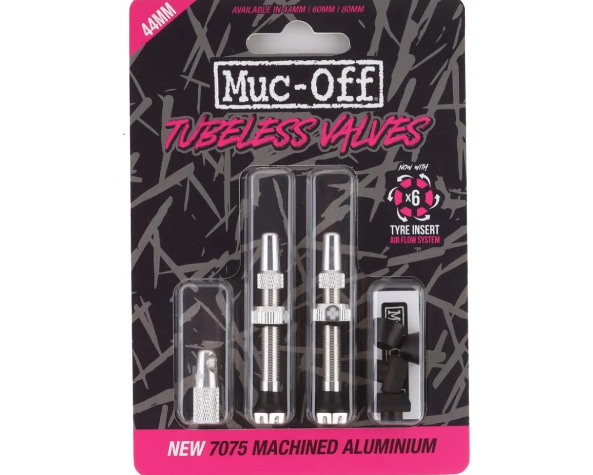 Muc-Off V2 Tubeless Presta Valves (Silver) (Pair) (44mm)