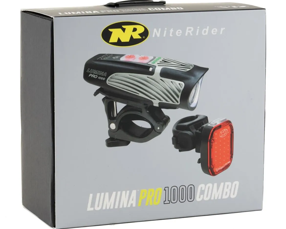 NiteRider Lumina Pro 1000/Vmax+ Headlight & Tail Light Set (Black) (100/150 Lumens)