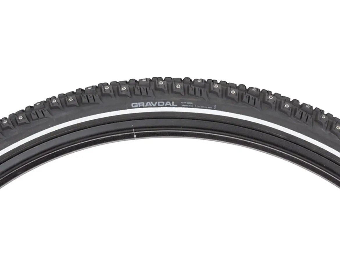 45NRTH Gravdal Tubeless Studded Gravel/Commuter Tire (Black/Reflective) (700c) (38mm) (252 Studs) (Winter Compound)