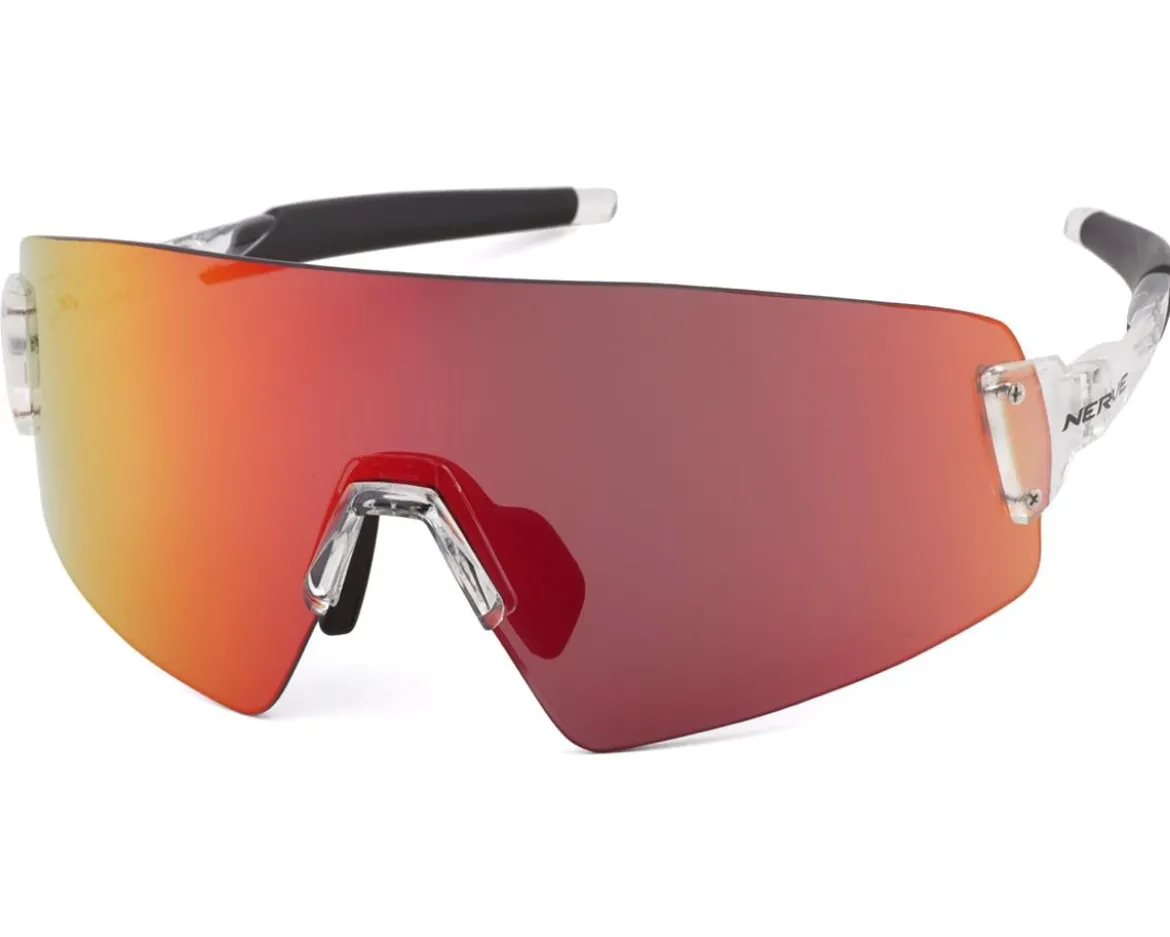 Optic Nerve Fixie Blast Sunglasses (Shiny Crystal Clear) (Red Mirror Lens)