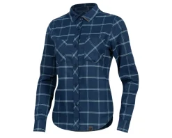 Pearl iZUMi Women's Rove Long Sleeve Shirt (Navy/Aquifer Plaid) (XS)