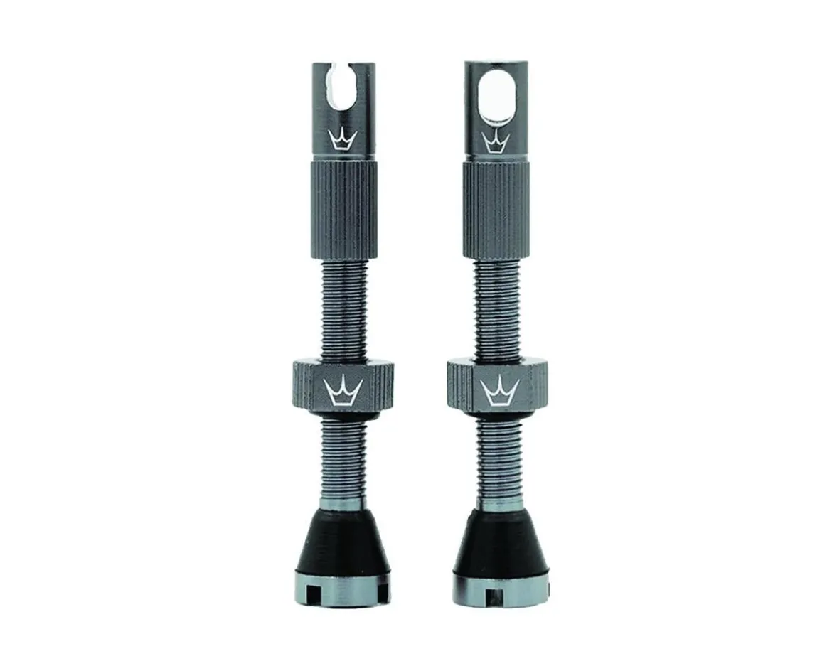 Peaty's Alloy Presta Valve Stems (Slate) (42mm) (Pair)