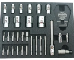 Pedro's Pro Bit & Socket Set (17 Hex & Tox Bits, 10 Sockets, Crowfoot Pedal Wrench)