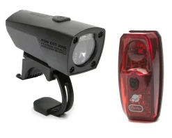 Portland Design Works Pathfinder Headlight and Io Tail Light Set (Black/Red) (200 Lumens)
