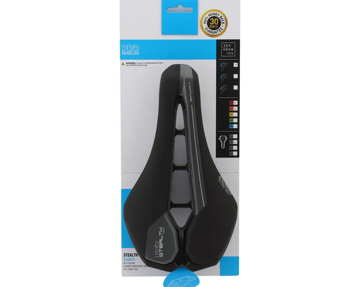 PRO Stealth Sport Saddle (Black) (Chromoly Rails) (142mm)