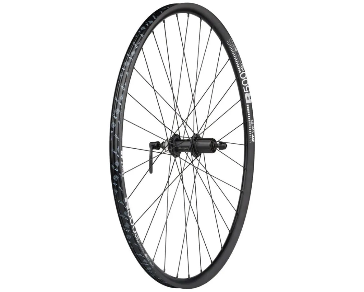 Quality Wheels Shimano/DT Swiss R500 Disc Wheelset (Black) (Shimano HG) (QR x 100, QR x 135mm) (700c) (Centerlock) (Tubeless)