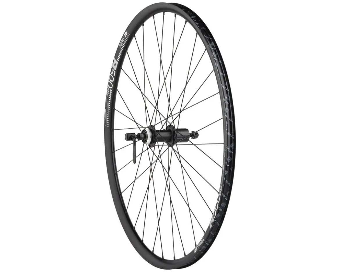 Quality Wheels Shimano/DT Swiss R500 Disc Wheelset (Black) (Shimano HG) (QR x 100, QR x 135mm) (700c) (Centerlock) (Tubeless)
