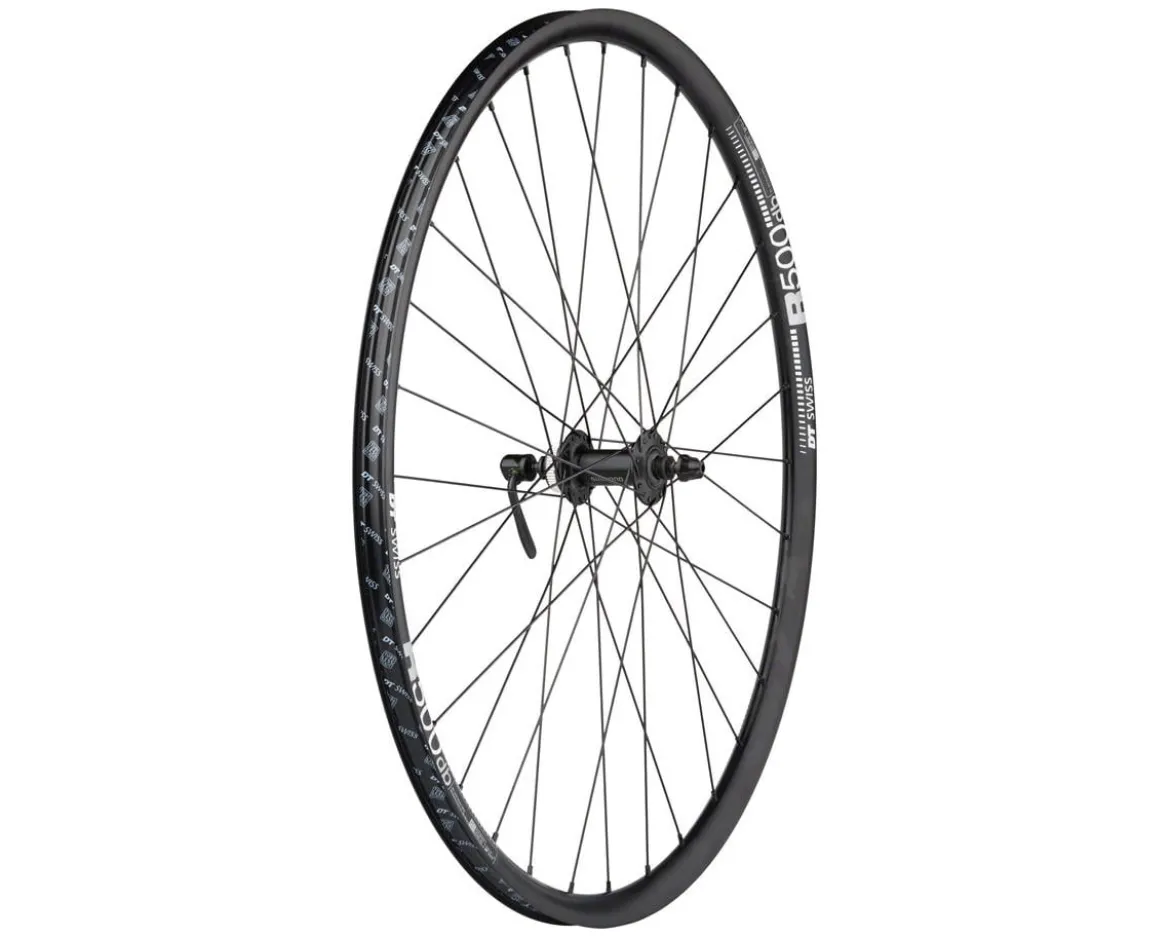 Quality Wheels Shimano/DT Swiss R500 Disc Wheelset (Black) (Shimano HG) (QR x 100, QR x 135mm) (700c) (Centerlock) (Tubeless)