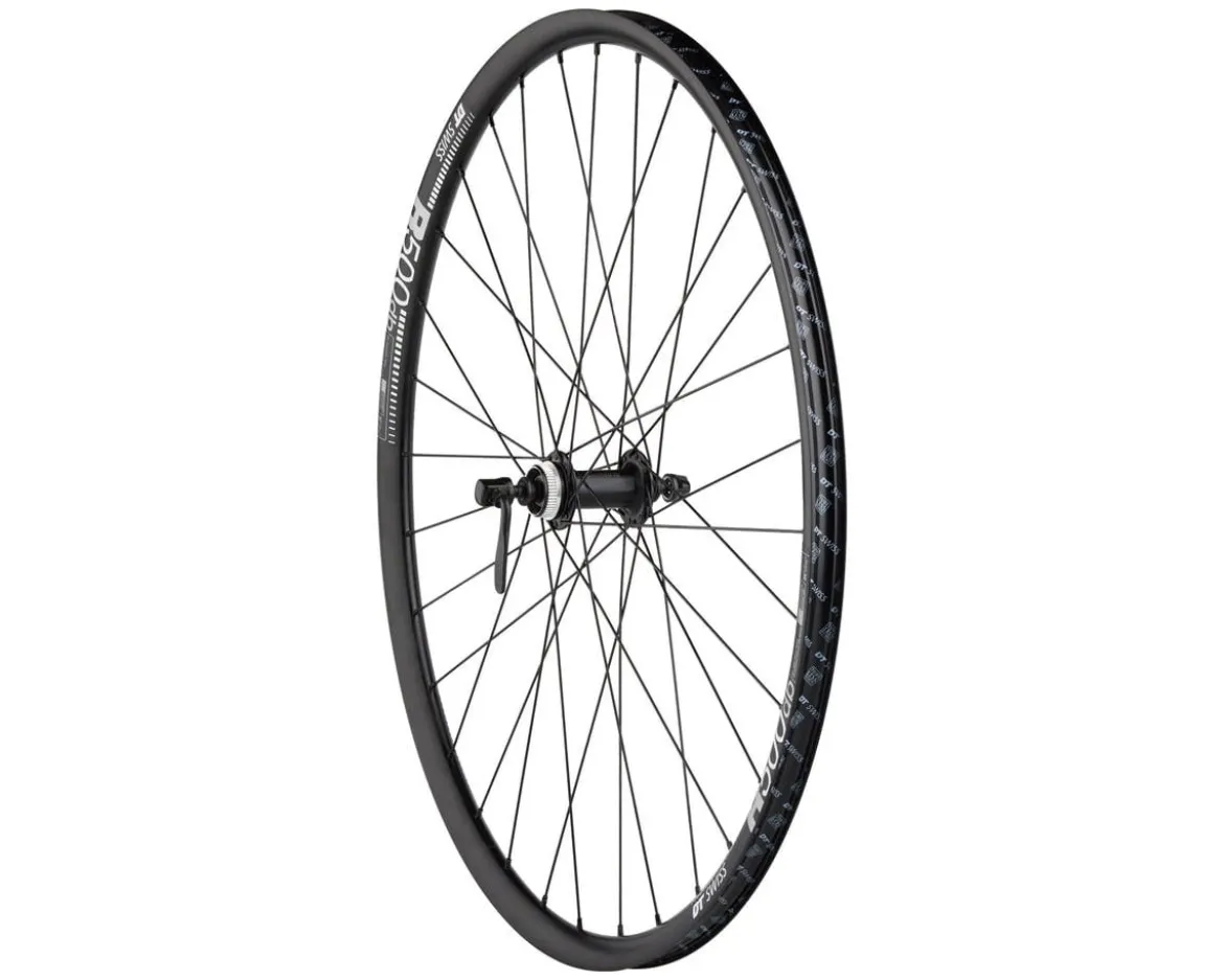 Quality Wheels Shimano/DT Swiss R500 Disc Wheelset (Black) (Shimano HG) (QR x 100, QR x 135mm) (700c) (Centerlock) (Tubeless)
