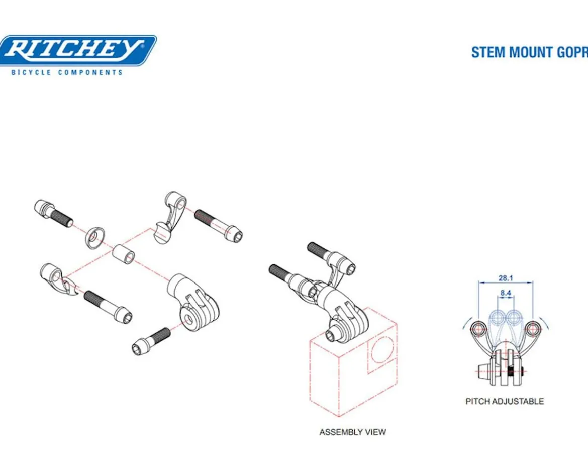 Ritchey Universal Stem Mount (Black) (Narrow Spacing) (With GoPro Style Interface)