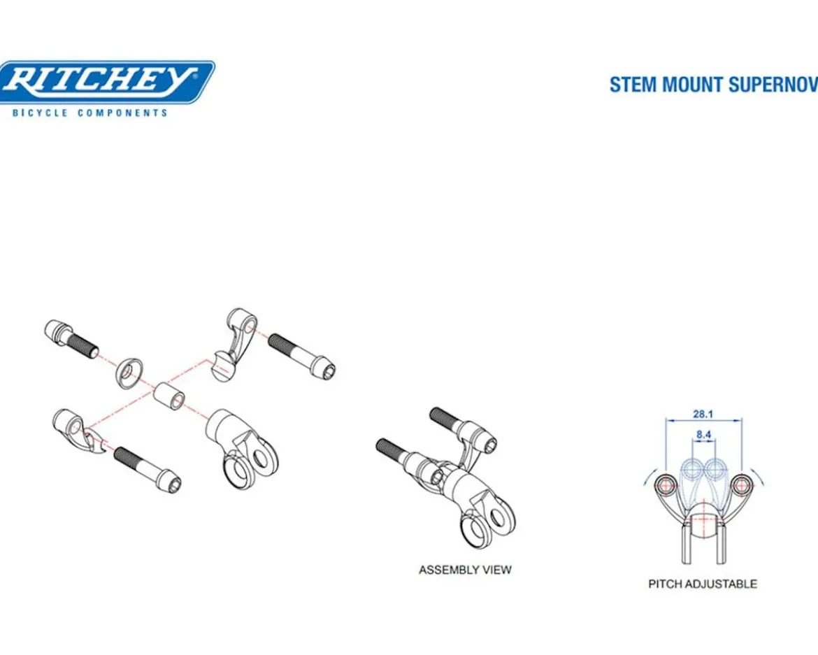 Ritchey Universal Stem Mount (Black) (Narrow Spacing) (For Supernova Headlight)