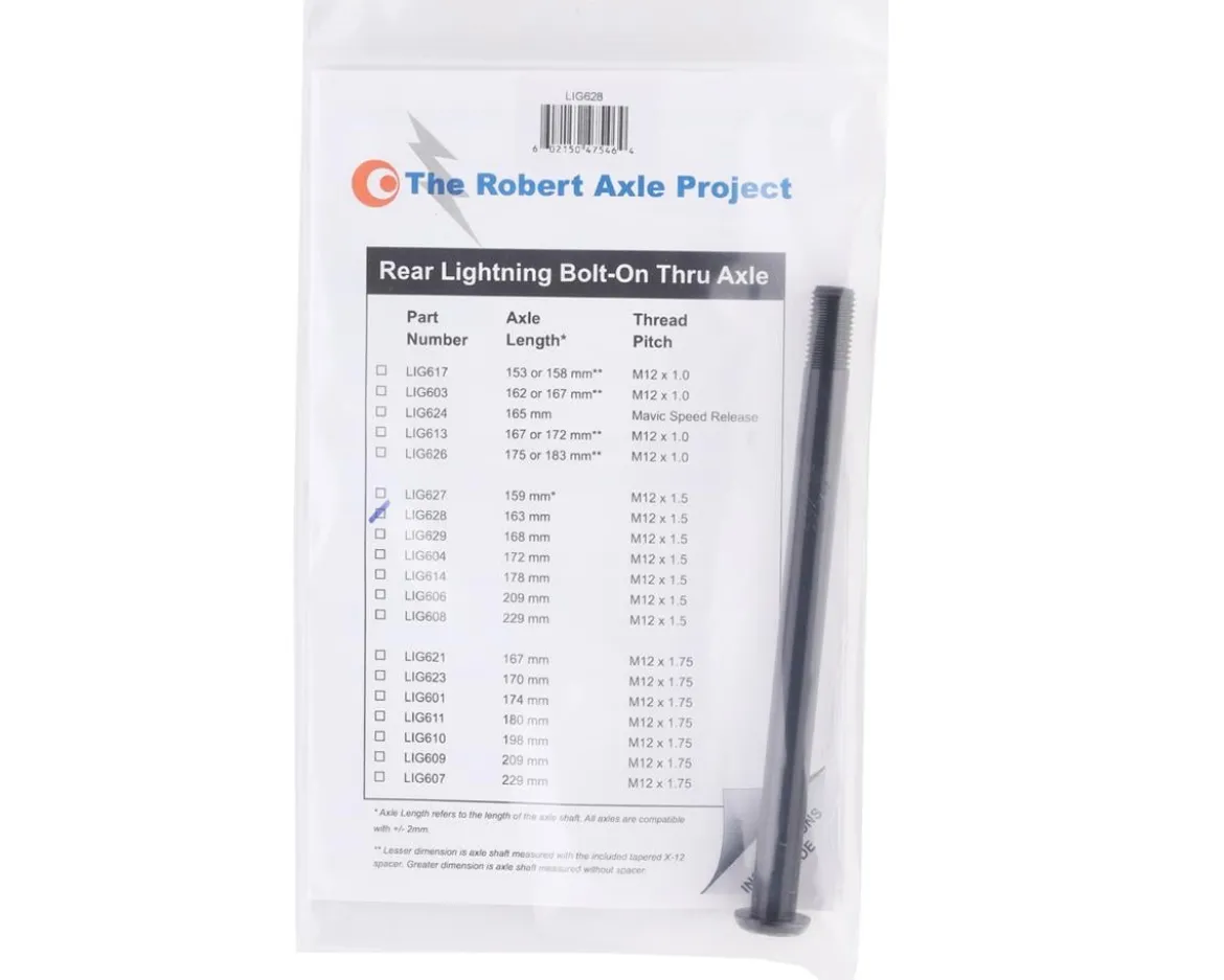 Robert Axle Project Lightning Bolt-on Rear Axle (Black) (163mm) (M12 x 1.5)