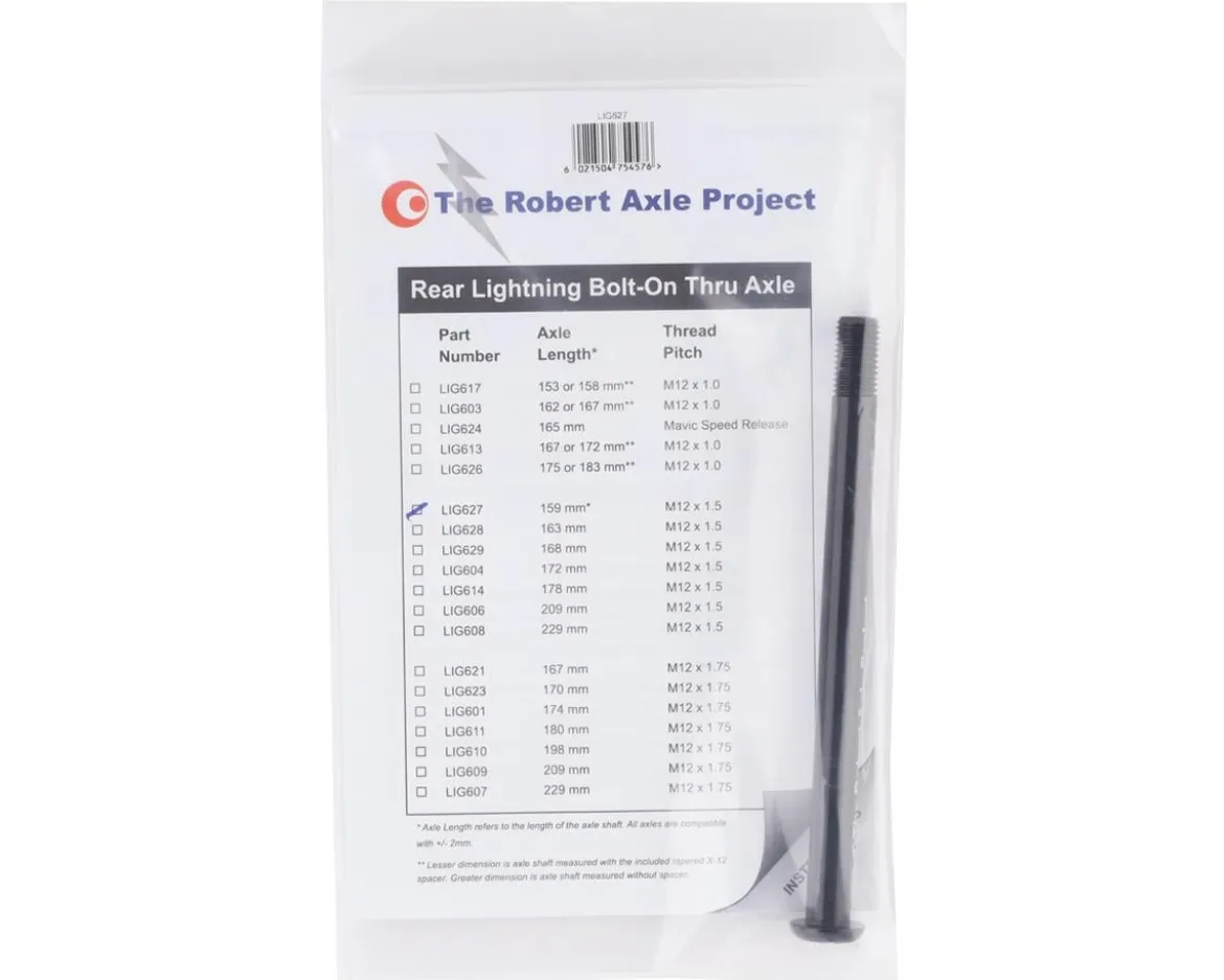 Robert Axle Project Lightning Bolt-on Rear Axle (Black) (159mm) (M12 x 1.5)