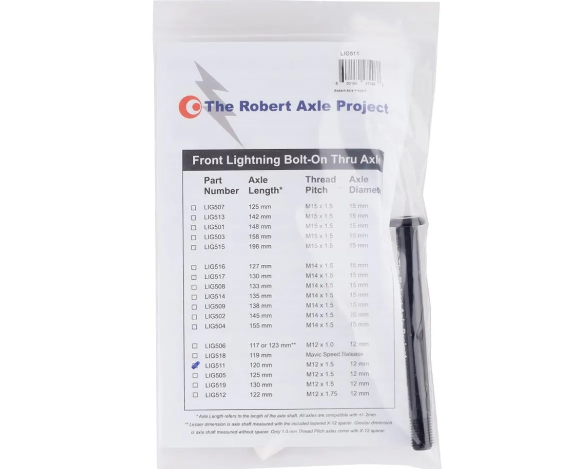 Robert Axle Project 12mm Front Lightning Bolt Thru Axle (Black) (120mm) (M12 x 1.5)