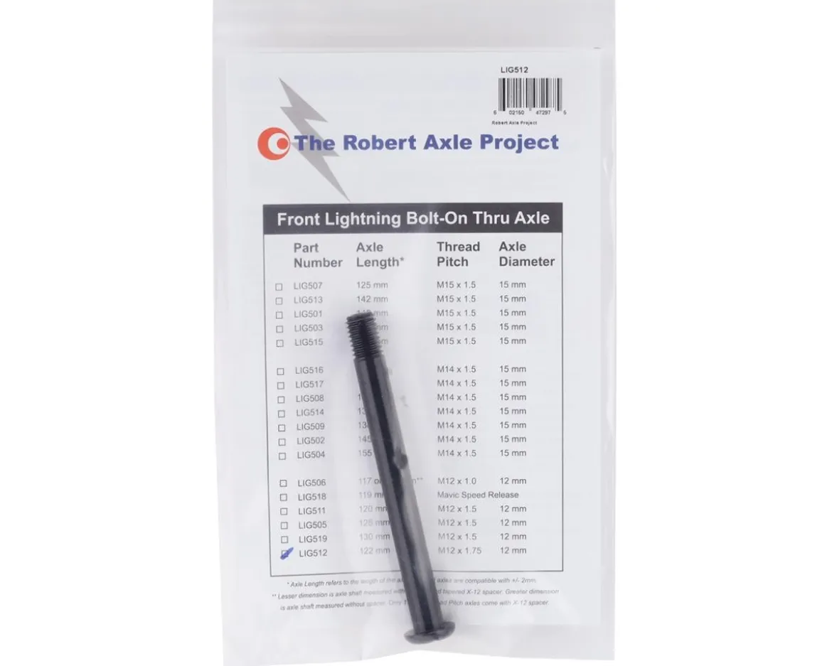 Robert Axle Project 12mm Front Lightning Bolt Thru Axle (Black) (122mm) (M12 x 1.75)