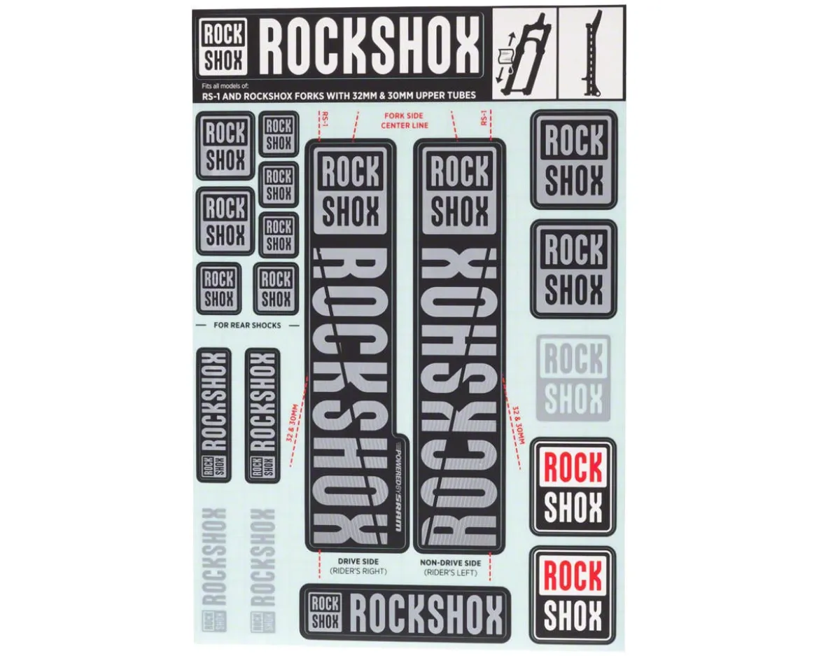 RockShox Decal Kit (30/32mm) (Grey)