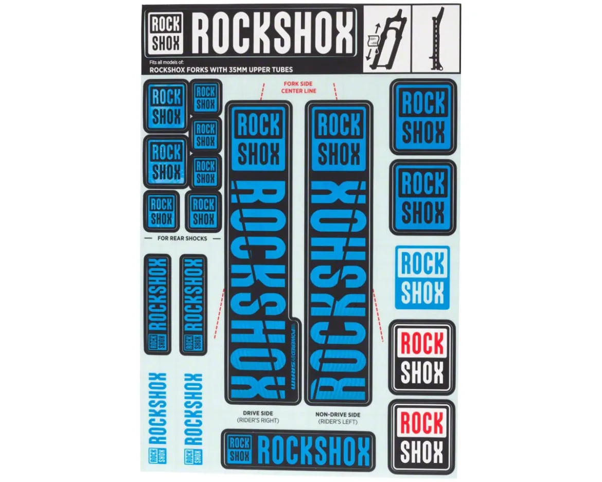 RockShox Fork Decal Kit (Blue) (For Forks with 35mm Upper Tubes)
