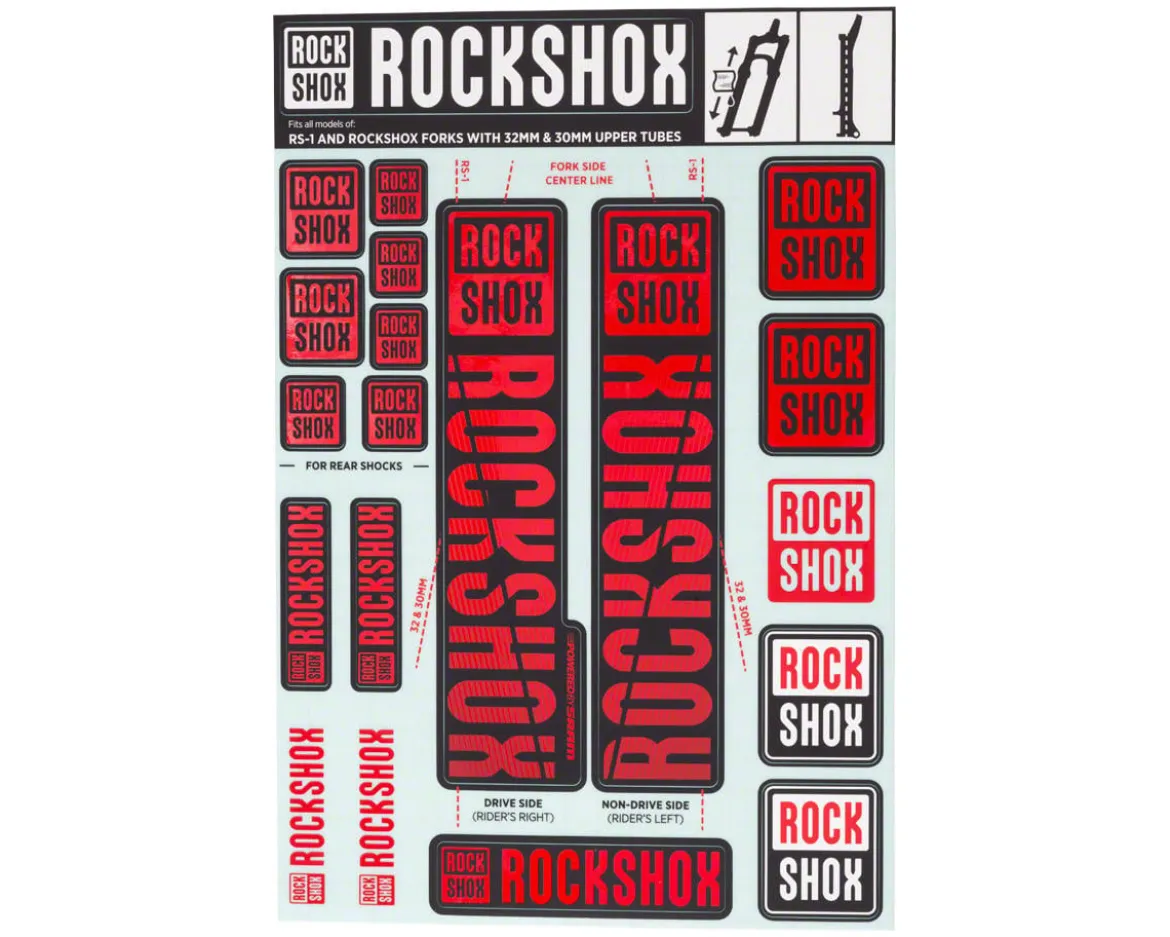 RockShox Fork Decal Kit (Red) (For RS-1 and forks with 30/32mm Upper Tubes)