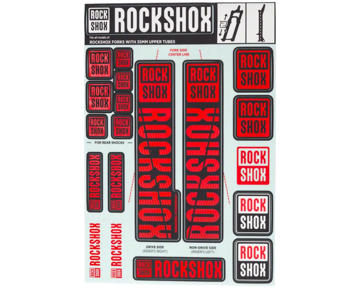 RockShox Fork Decal Kit (Red) (For Forks with 35mm Upper Tubes)