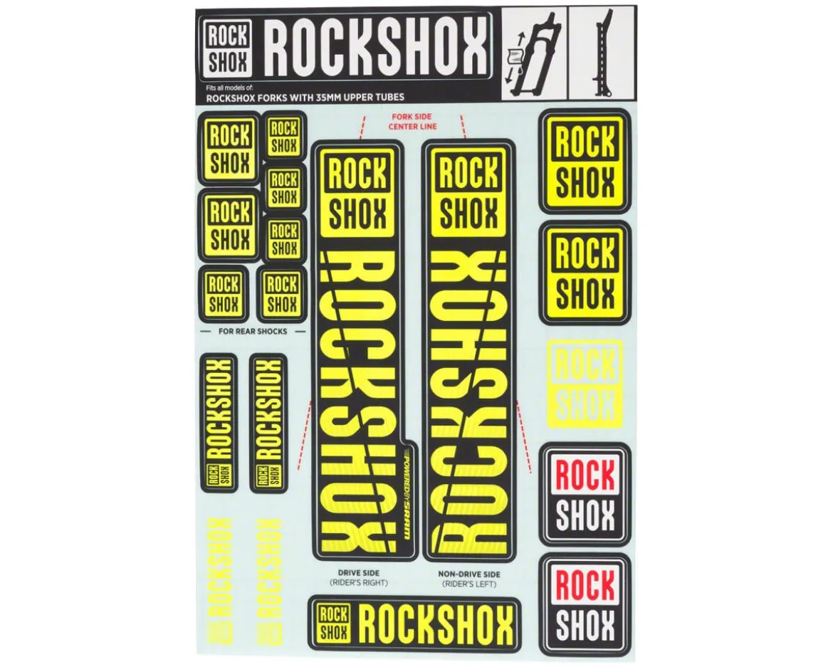 RockShox Fork Decal Kit (Yellow) (For Forks with 35mm Upper Tubes)