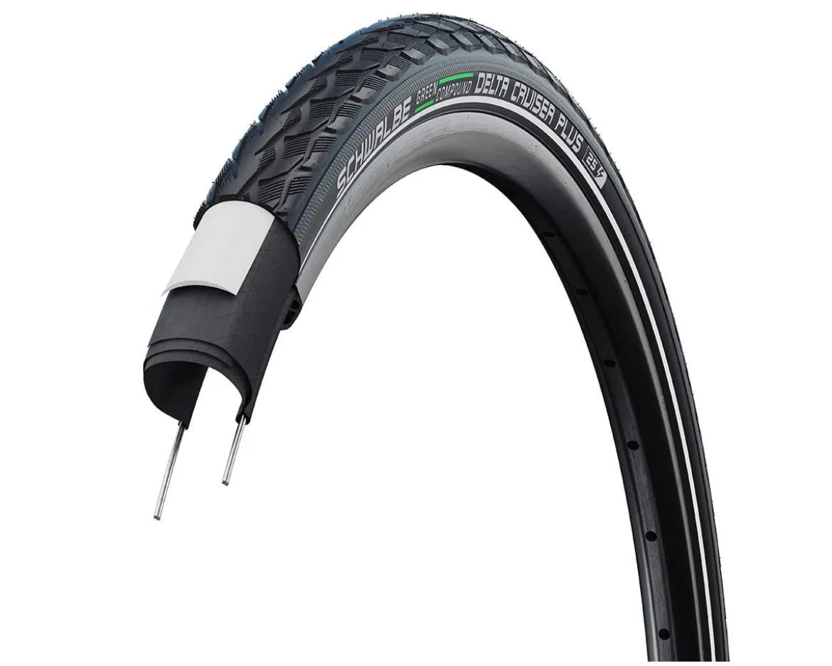 Schwalbe Delta Cruiser Plus Tire (Black/Reflective) (Wire) (Green Compound) (PunctureGuard) (E25) (26") (1.75")